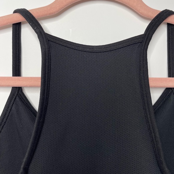 Athleta L Logo Racerback Mesh Panel Sports Bra Super Soft Black - Picture 3 of 4